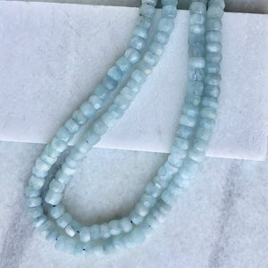 Faceted Aquamarine Bead Strand 9mm