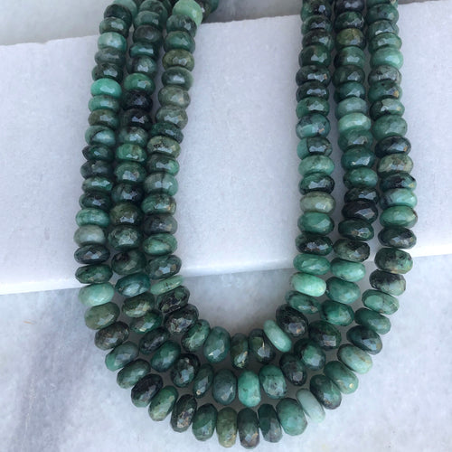 Faceted Emerald Bead Strand 10mm