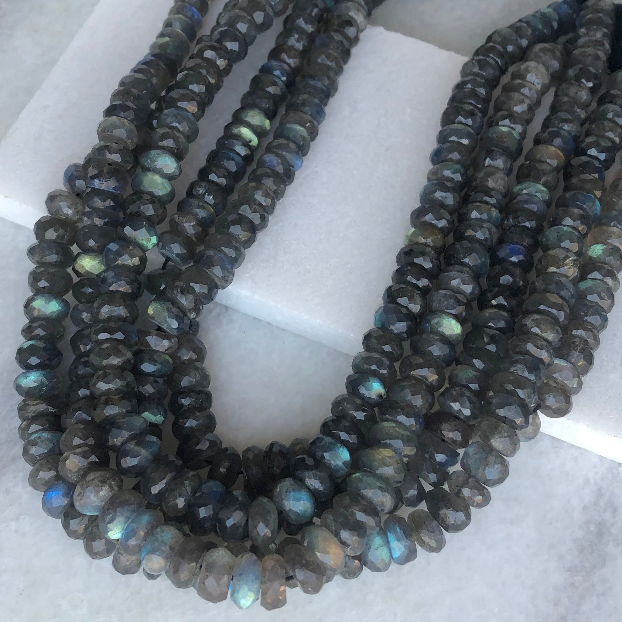 Labradorite Faceted Rondelle Large Hole Size Beads 9mm - 2 mm Drill Hole