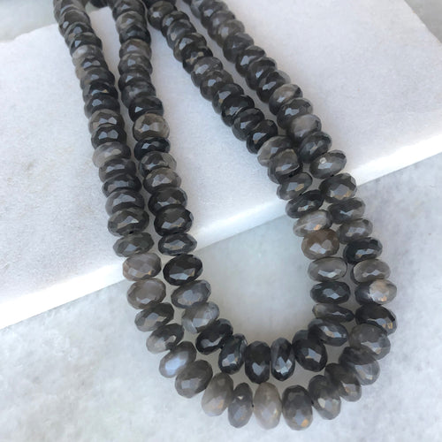 Faceted Grey Moonstone Bead Strand 9mm