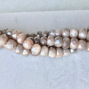 Faceted Peach Moonstone Bead Strand 6mm