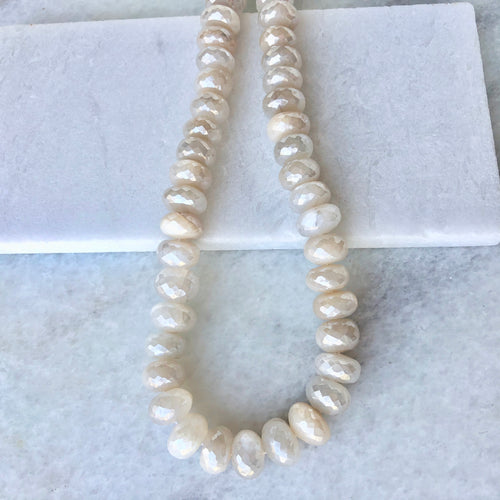 Faceted Peach Moonstone Bead Strand 12mm