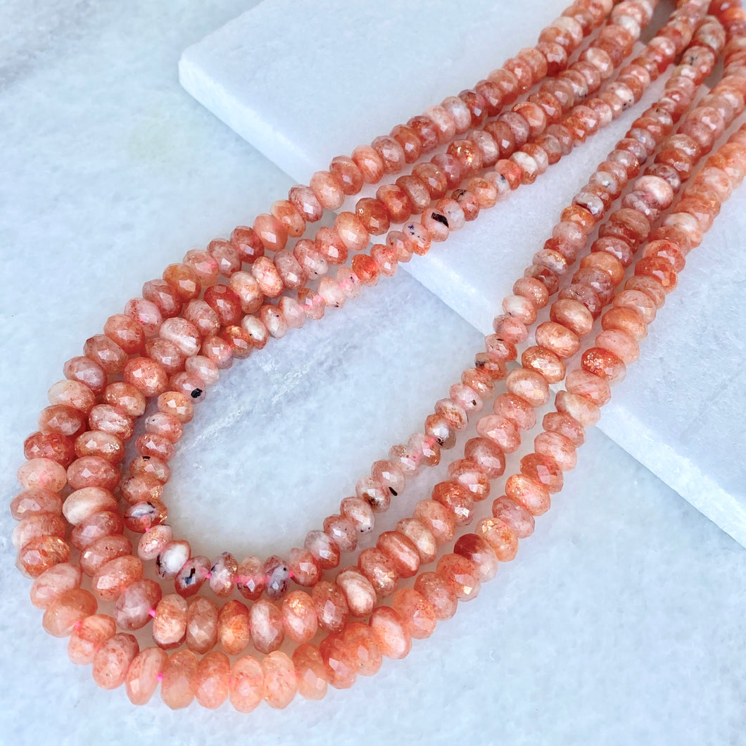 Faceted Sunstone Bead Strand 6-8mm