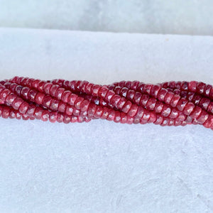 Faceted Ruby Bead Strand 3mm