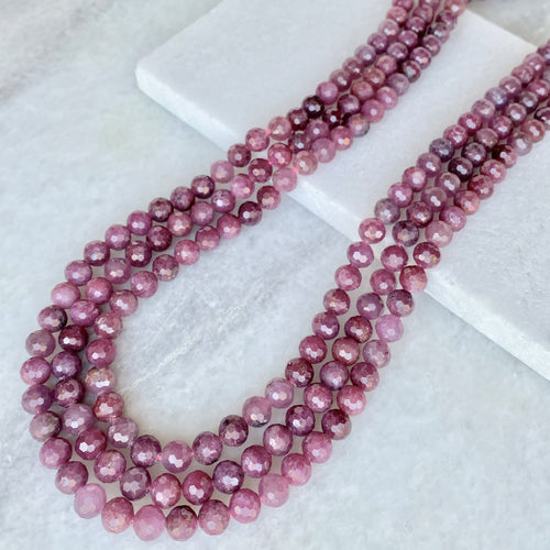 Faceted Ruby Bead Strand 6mm