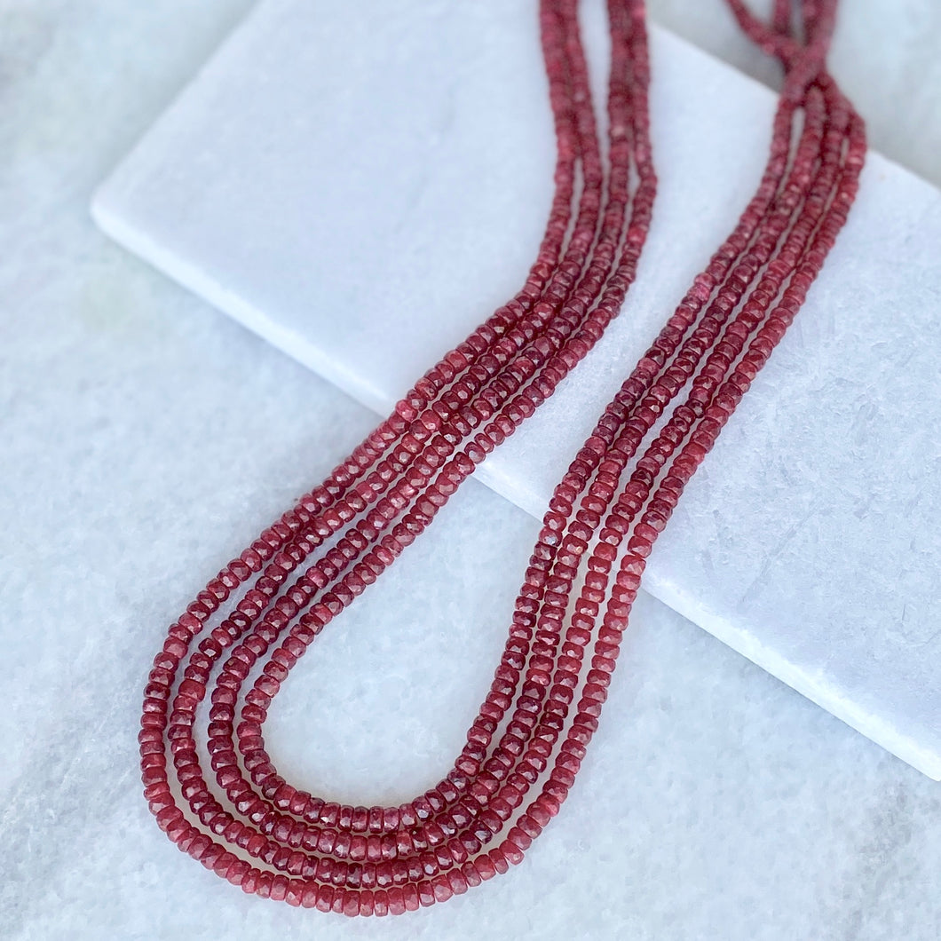 Faceted Ruby Bead Strand 3mm