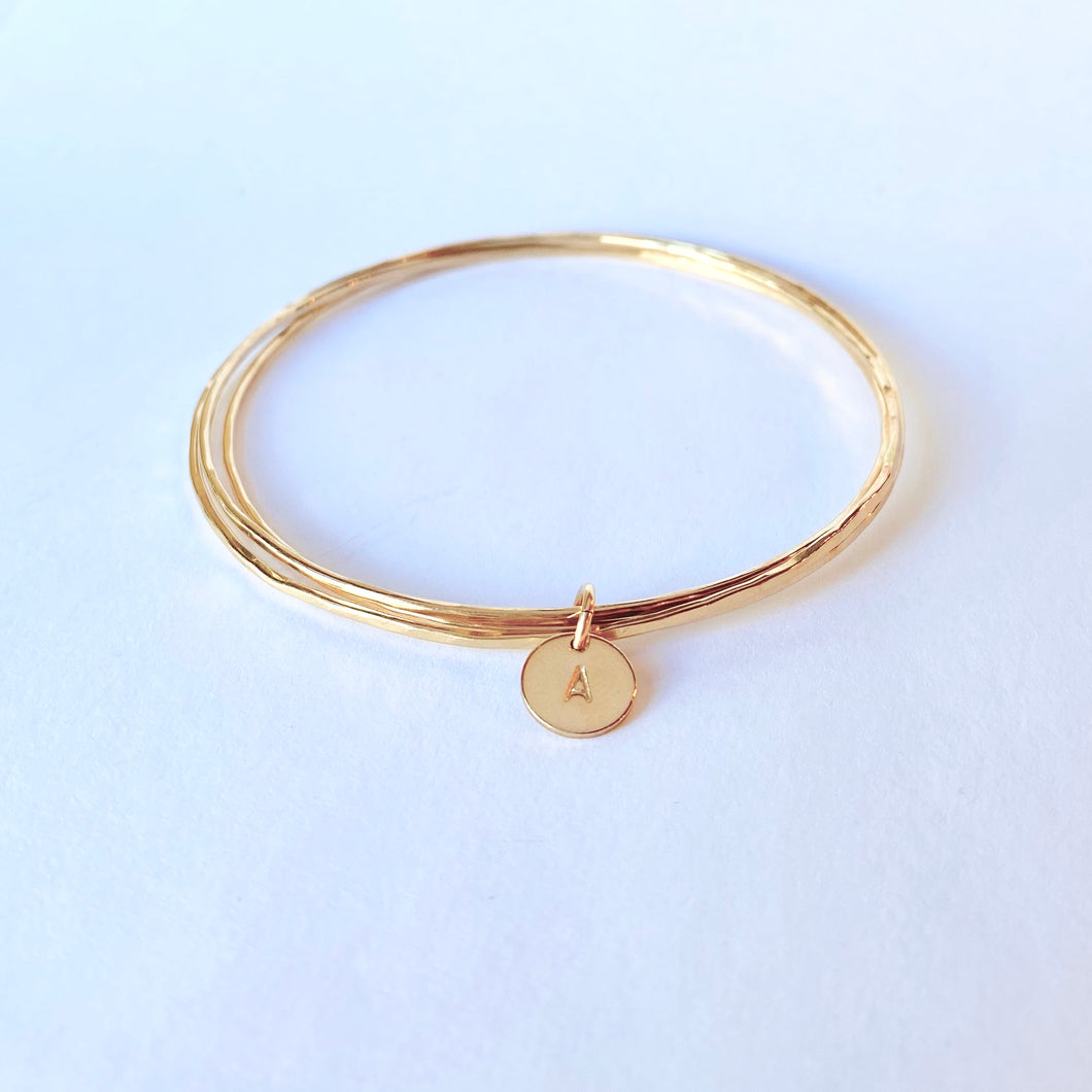 Initial Bangle Bracelet Set