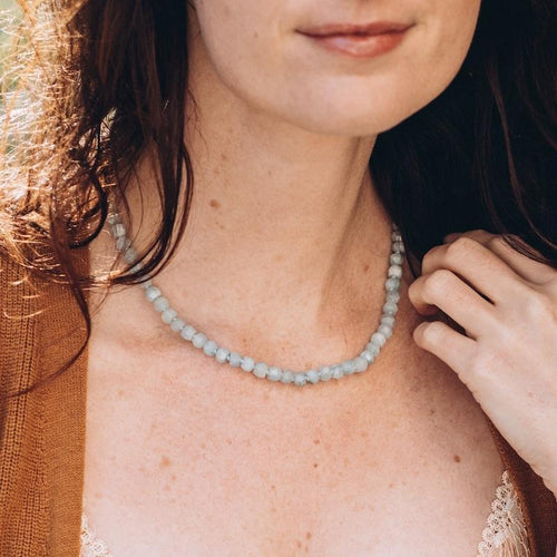 Knotted Aquamarine Gemstone Necklace
