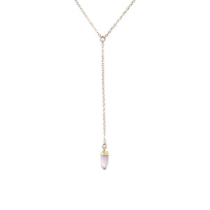 Rose Quartz Y Gold-Filed Necklace