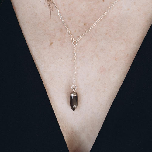 Smoky Quartz Y Necklace For Feminine Power