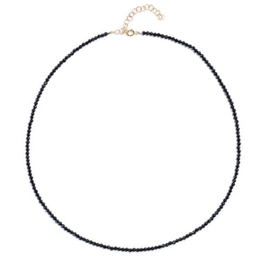Tiny Black Spinel Rondel Gemstone Necklace