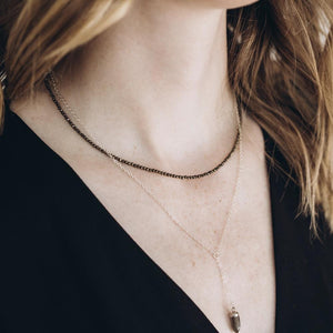 Tiny Labradorite Rondel Gemstone Necklace For