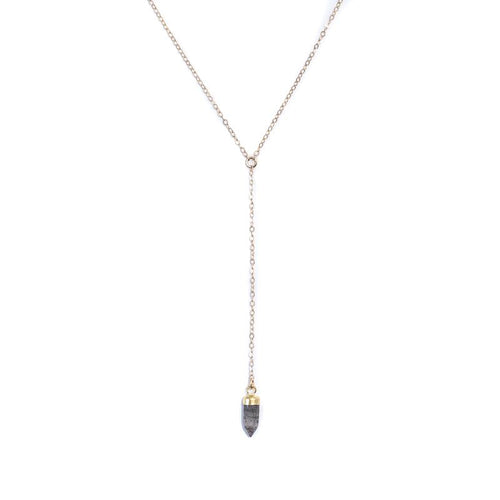 Tourmalated Quartz Y Gold-Filed Necklace