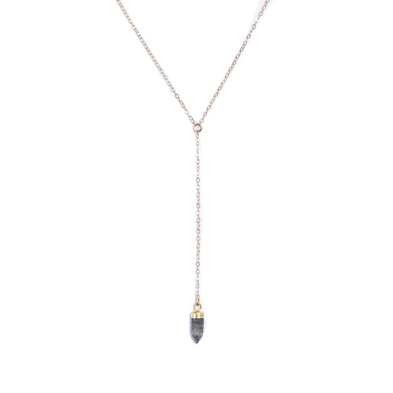 Tourmalated Quartz Y Gold-Filed Necklace