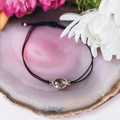 Tourmalinated Quartz Gemstone Bracelet For For Luck