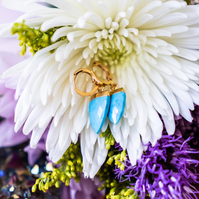 Turquoise Howlite Teardrop Gemstone Huggies