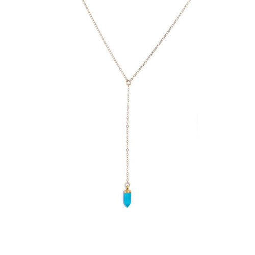 Turquoise Howlite Y Gold-Filed Necklace For