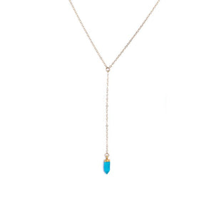 Turquoise Howlite Y Gold-Filed Necklace For